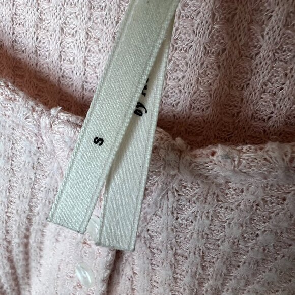 By Anthropologie Top Womens Size Small Pale Pink Waffle Knit Henley Thermal - Picture 9 of 16